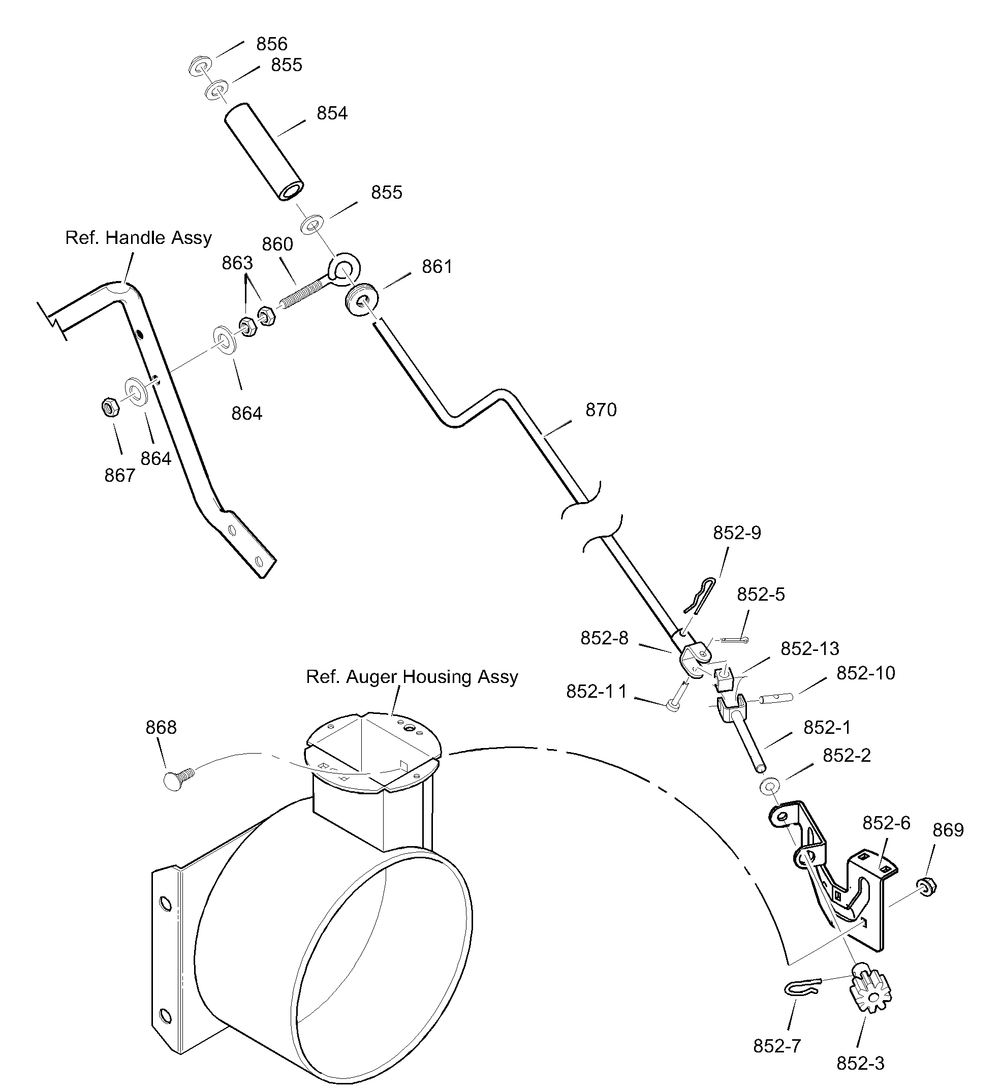 Chute Rod Diagram and Parts List for 624504X5B 2003 Briggs and Stratton Snow Blower